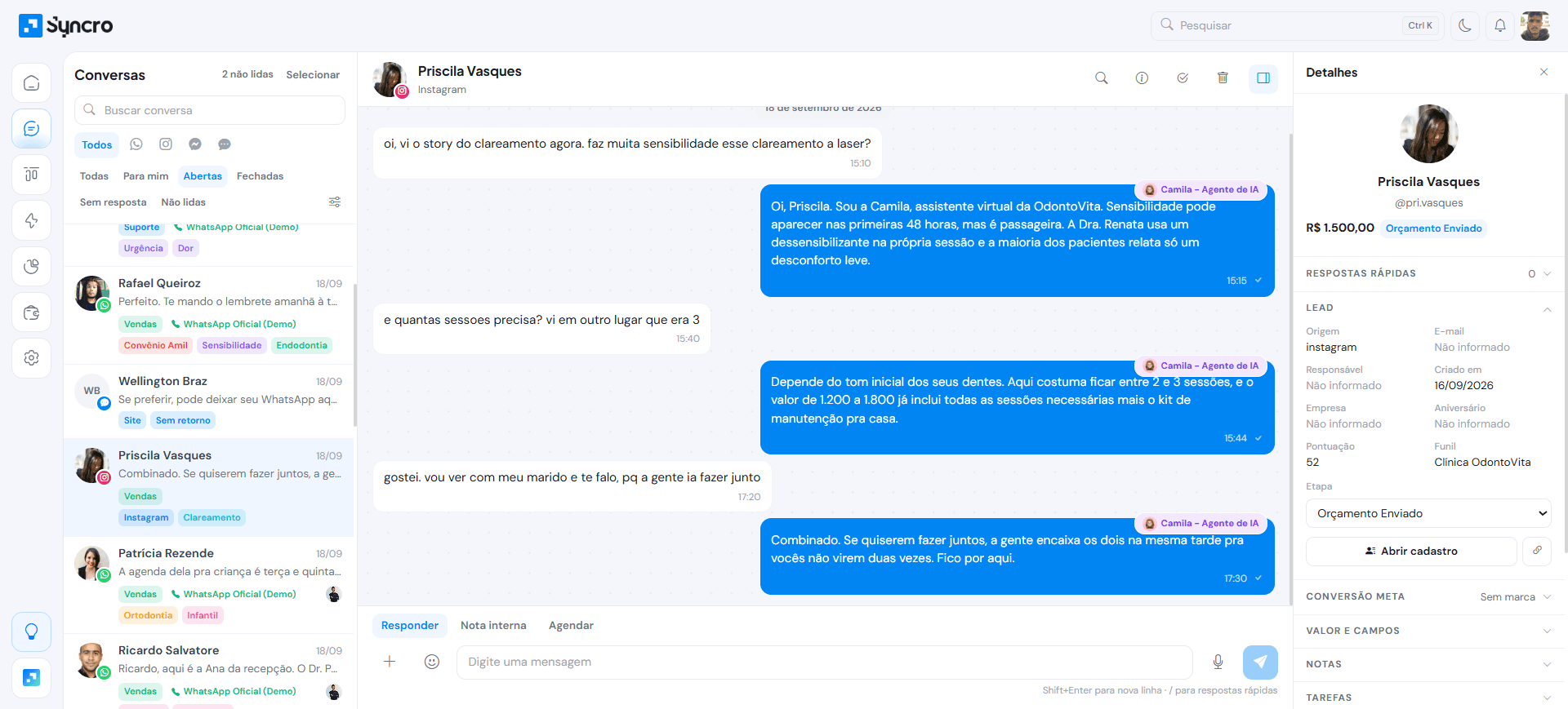 Conversas de WhatsApp e Instagram numa caixa só